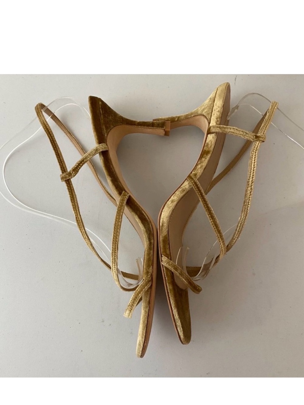 Reformation Gold Velvet Strappy Heels - Picture 4 of 6